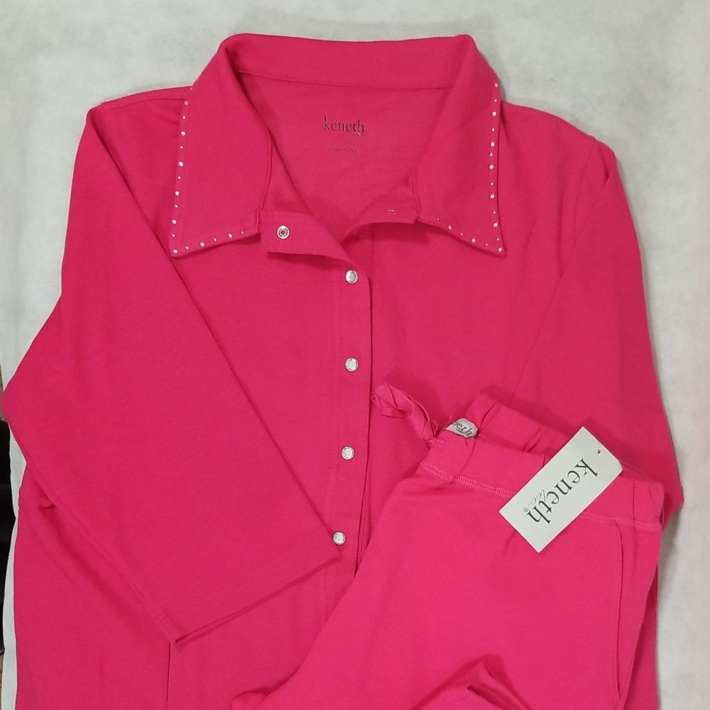 Kenneth Too Pants Set Womens Size Large Pink‎ NWT